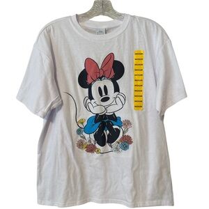 Disney Minnie Mouse White Tee with Red and Blue Accents